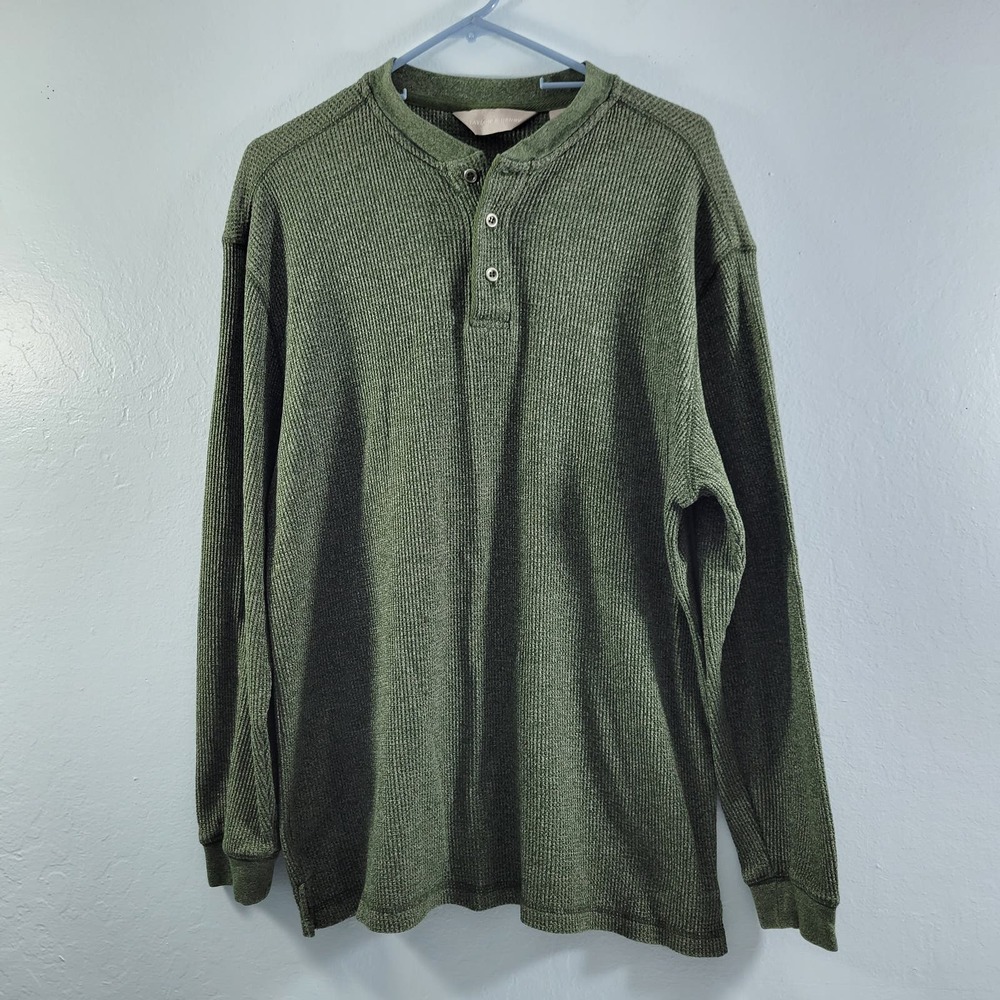 Taylor & Henry Men's 3 Button Pull Over Thermal Sweater Size L 112322-0037